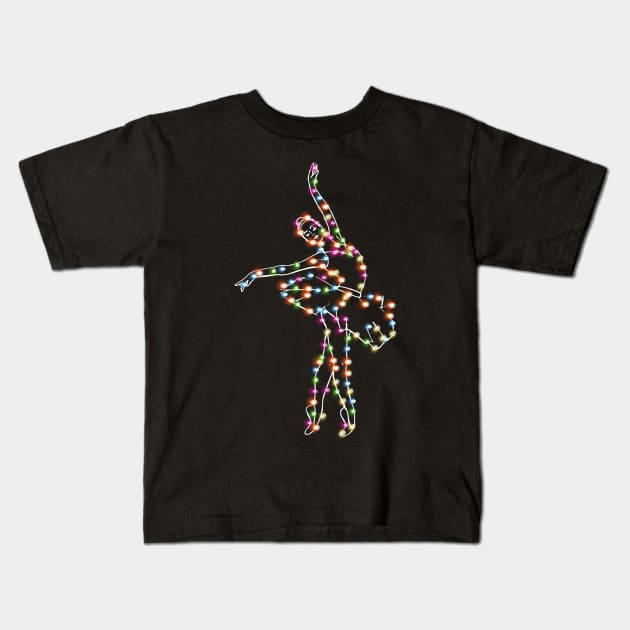 Ballet Christmas Lights Balerina Xmas Gift For Dancer Kids T-Shirt by EduardjoxgJoxgkozlov